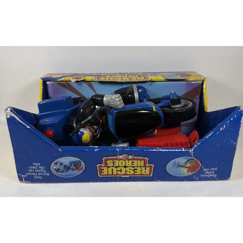 Vtg 2001 Fisher Price Rescue Heroes Jake Justice Motorcycle Highway Heroes New
